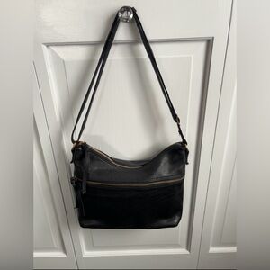 Margot Black Leather Crossbody/Shoulder Bag